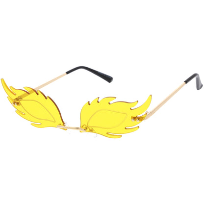 Aesthetically Elegant Fire Bevelled Masquerade Detail Flame Shaped Sunglasses D076