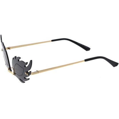 Aesthetically Elegant Fire Bevelled Masquerade Detail Flame Shaped Sunglasses D076