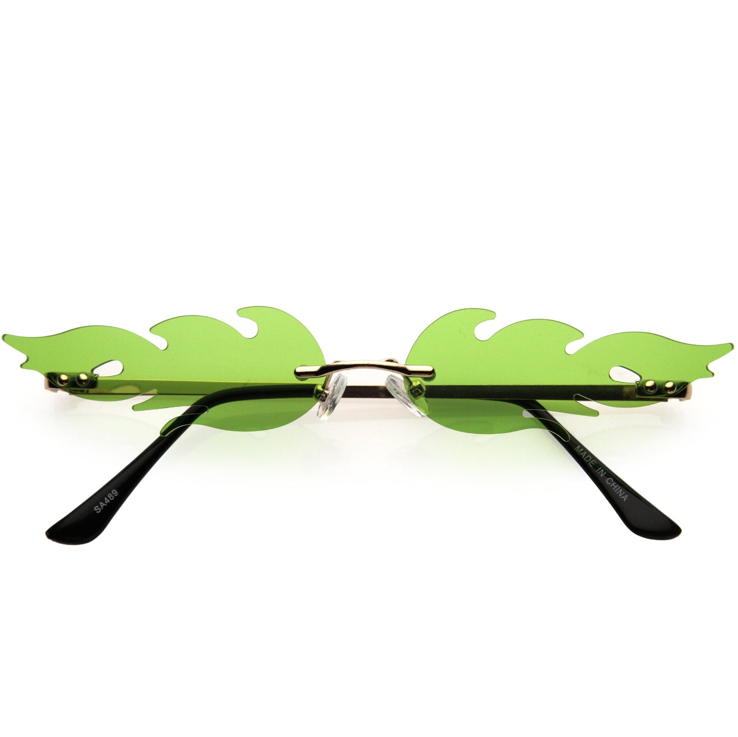 Bold Fire Flaming Shape Color Tinted Lens Rimless Flames Sunglasses D080