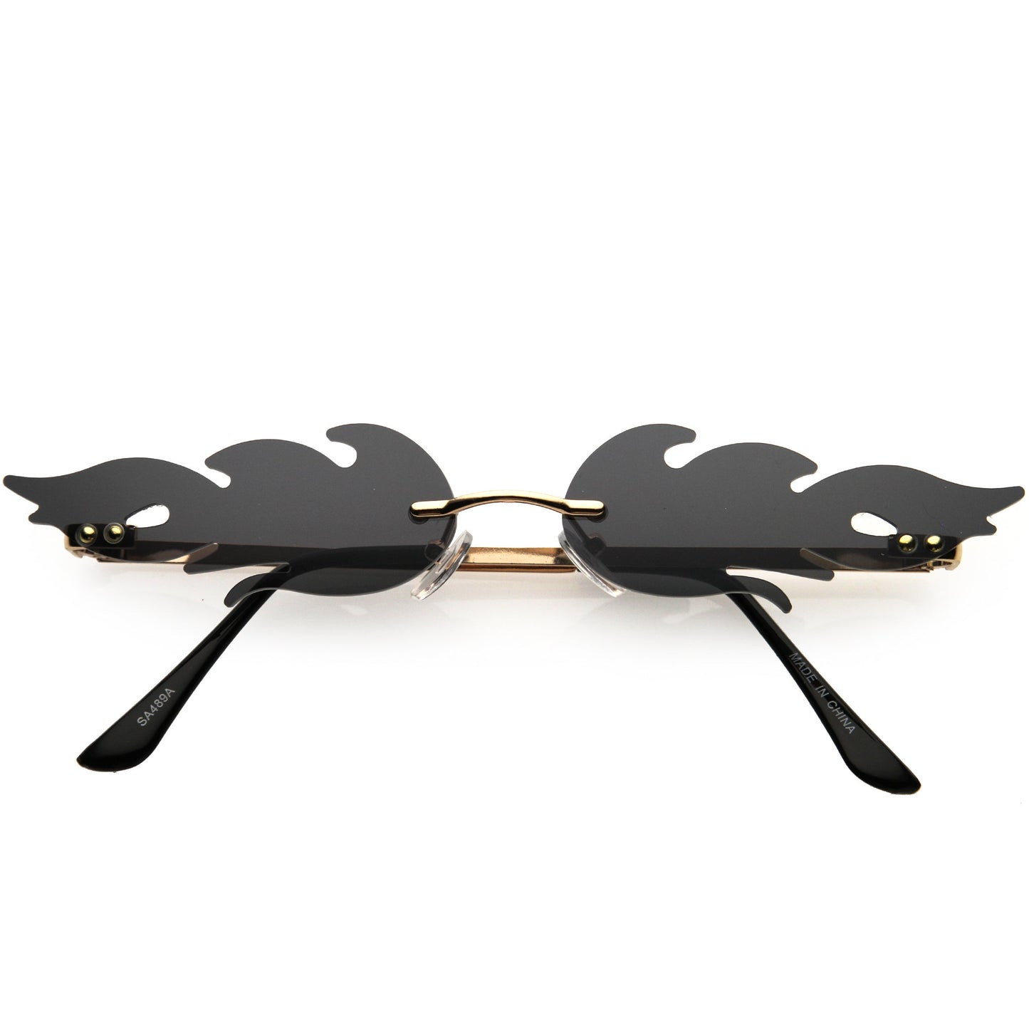 Bold Fire Flaming Shape Mirrored Lens Rimless Flames Sunglasses D081