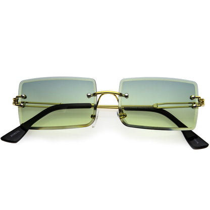 Luxe Color Gradient Bevelled Lens Metal Rectangle Sunglasses D223