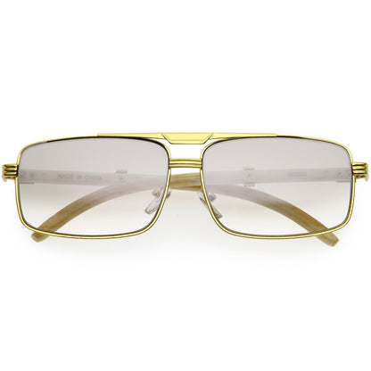 Classy Dapper Neutral Metal Crossbar Square Sunglasses D245