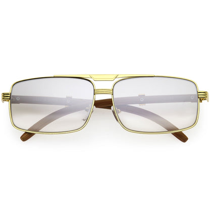 Classy Dapper Neutral Metal Crossbar Square Sunglasses D245
