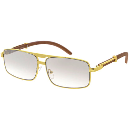 Classy Dapper Neutral Metal Crossbar Square Sunglasses D245