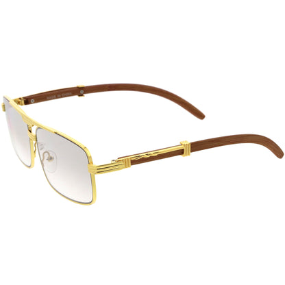 Classy Dapper Neutral Metal Crossbar Square Sunglasses D245
