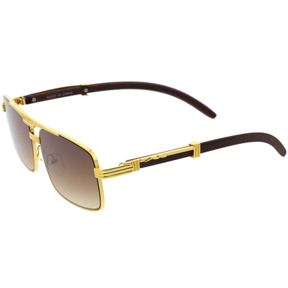 Classy Dapper Neutral Metal Crossbar Square Sunglasses D245