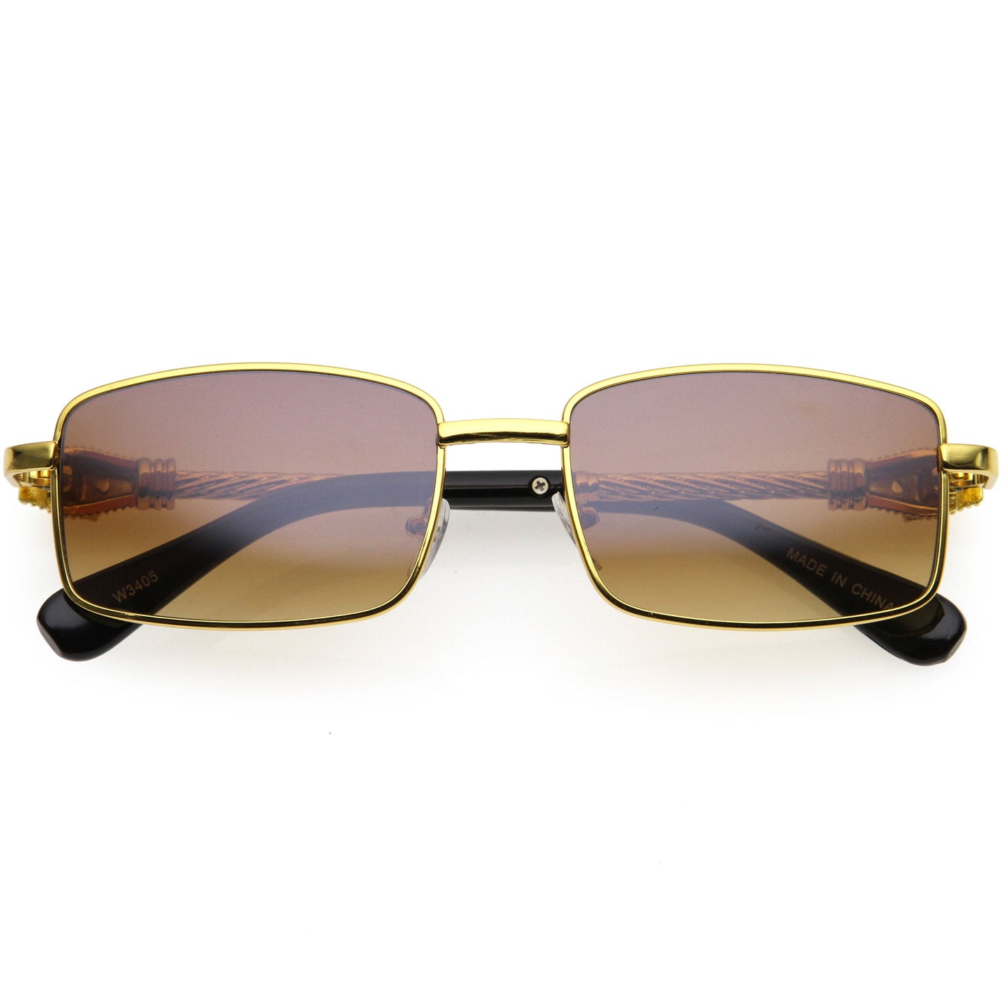 Bold Retro Jaguar Metal Plated Detail Square Sunglasses D247
