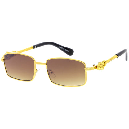 Bold Retro Jaguar Metal Plated Detail Square Sunglasses D247