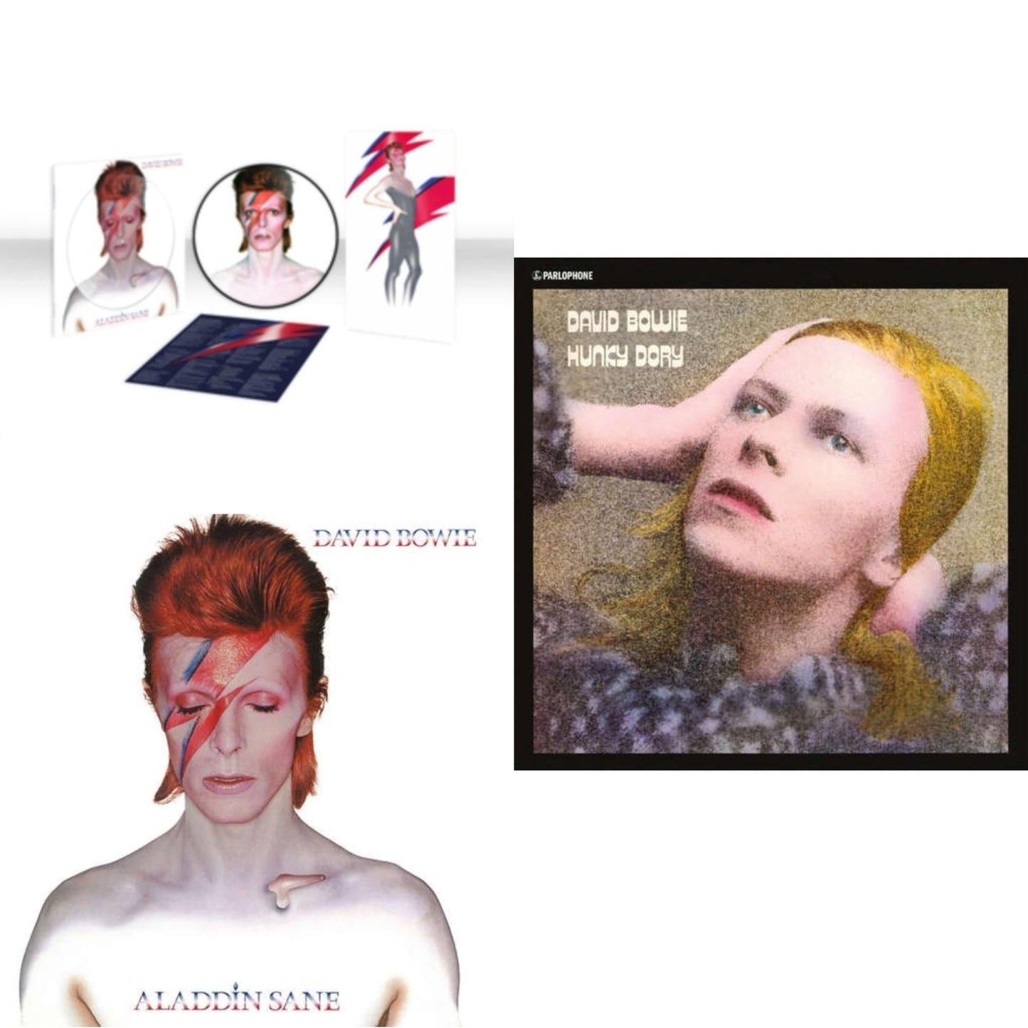 David Bowie - Aladdin Sane (2013 Remaster) (Picture Disc) & Aladdin Sane & Hunky Dory - LP Vinyl Bundle