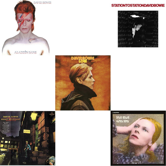 David Bowie - Low (2017 Remaster) & Station To Station (2016 Remastered Version) & Rise & Fall Of Ziggy Stardust & The Spiders From Mars (2012 Remaster/Half-Speed Master) & Aladdin Sane & Hunky Dory - LP Vinyl Bundle
