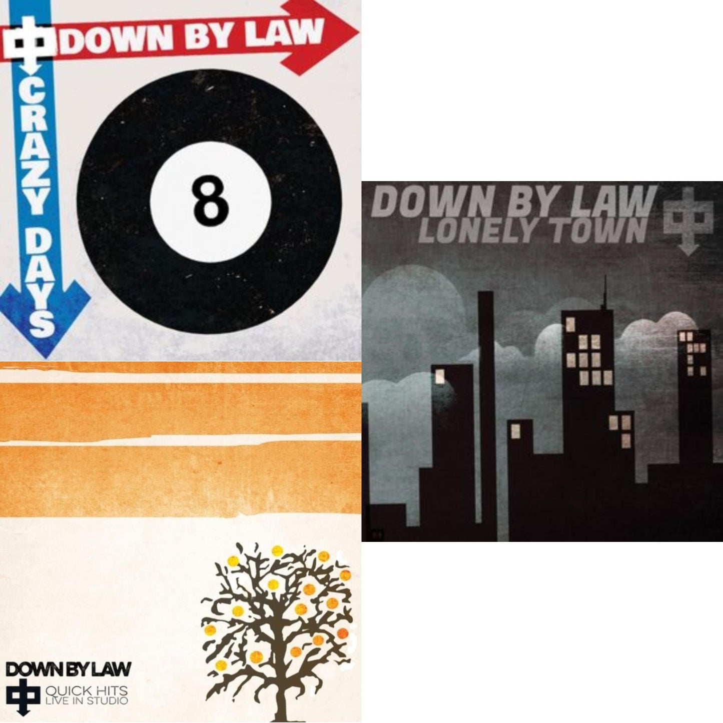 Down By Law - Lonely Town (Black & White Haze LP Vinyl) & Quick Hits Live In Studio (Orange LP Vinyl) & Crazy Days (Red Marble LP Vinyl)