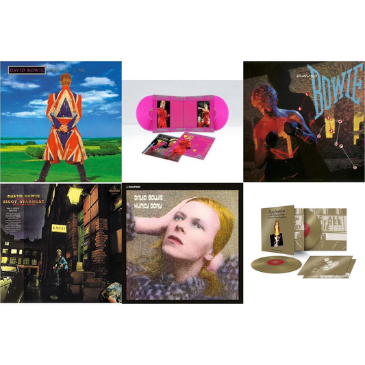 David Bowie - Earthling (2021 Remaster/2LP) & Let's Dance (2018 Remastered Version) & Rise & Fall Of Ziggy Stardust & The Spiders From Mars (2012 Remaster/Half-Speed Master) & Montreal '87 (Limited/Pink LP Vinyl) & Ziggy Stardust & The Spiders From
