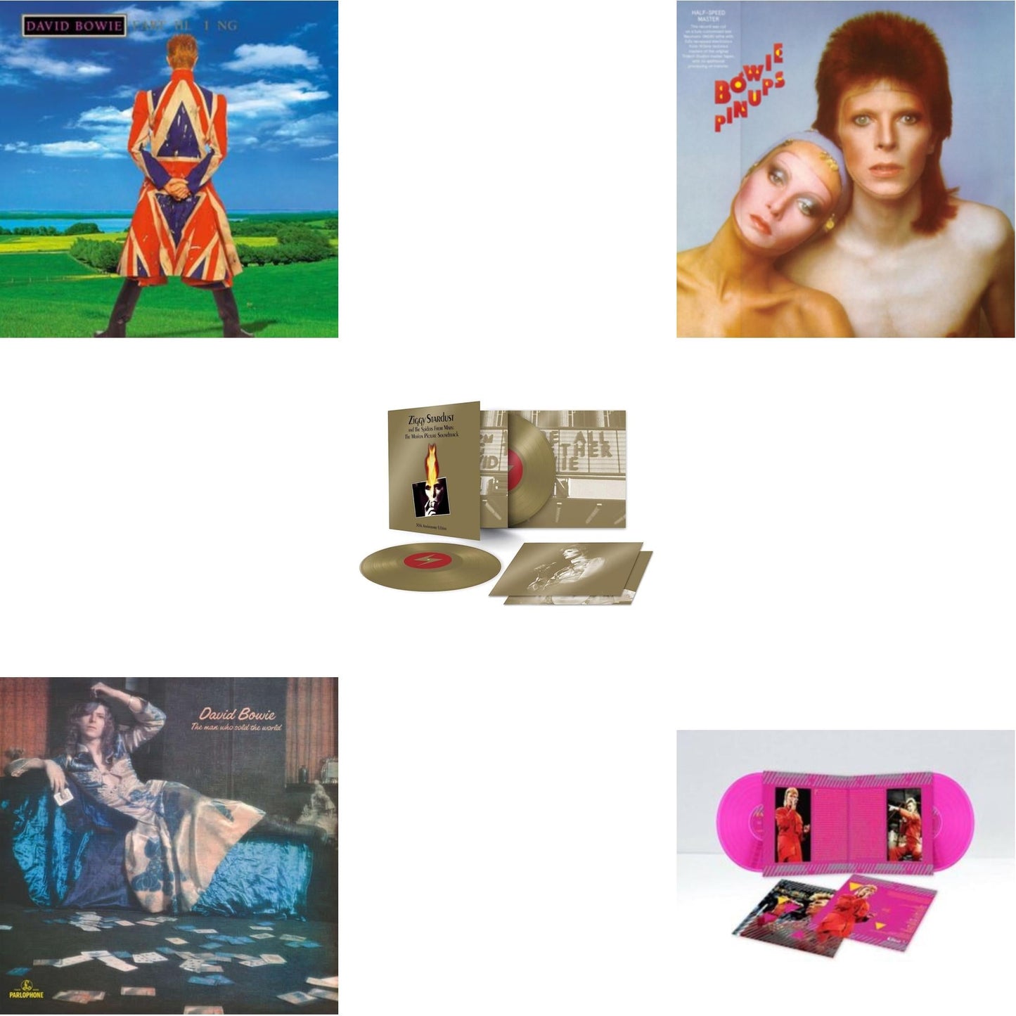 David Bowie - Earthling (2021 Remaster/2LP) & Montreal '87 (Limited/Pink LP Vinyl) & Pinups (2015 Remaster) & Ziggy Stardust & The Spiders From Mars Ost (50Th Anniversary/2LP) & Man Who Sold The World (2015 Remaster)