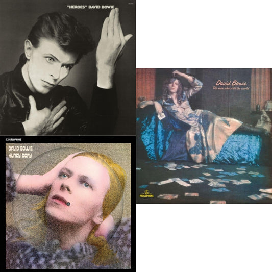 David Bowie - Heroes (2017 Remaster) & Hunky Dory (2015 Remaster/50Th Anniv/Picture Disc) & Man Who Sold The World (2015 Remaster) - LP Vinyl Bundle
