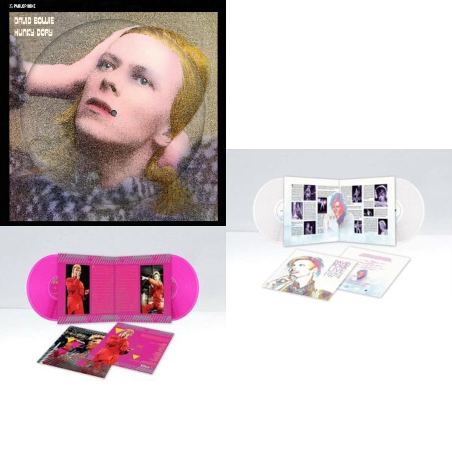 David Bowie - Hunky Dory (2015 Remaster/50Th Anniv/Picture Disc) & Montreal '87 (Limited/Pink LP Vinyl) & Live Los Angeles 1974 (White LP Vinyl/Limited)