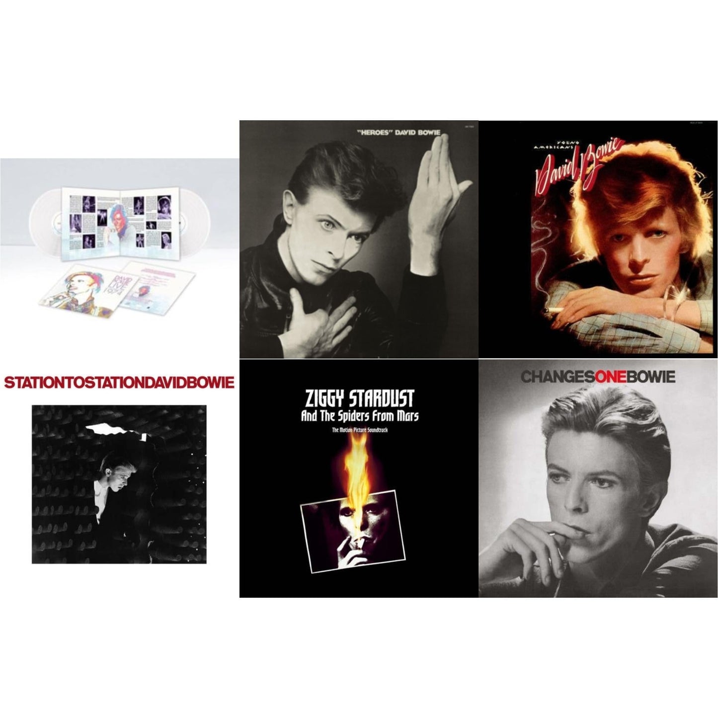 David Bowie - Heroes (2017 Remaster) & Station To Station (2016 Remastered Version) & Young Americans (2016 Remastered Version) & Changesonebowie (180G) & Live Los Angeles 1974 (White LP Vinyl/Limited) & Ziggy Stardust & The Spiders From Mars Ost