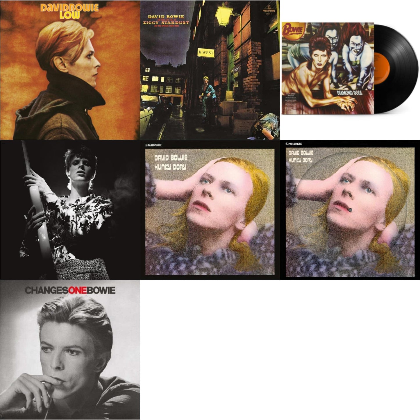 David Bowie - Low (2017 Remaster) & Rise & Fall Of Ziggy Stardust (2012 Remaster) & Diamond Dogs (50Th Anniversary Half Speed Master) & Rock N Roll Star & Hunky Dory & Hunky Dory (2015 Remaster/50Th Anniv/Picture Disc) & Changesonebowie (180G) - LP
