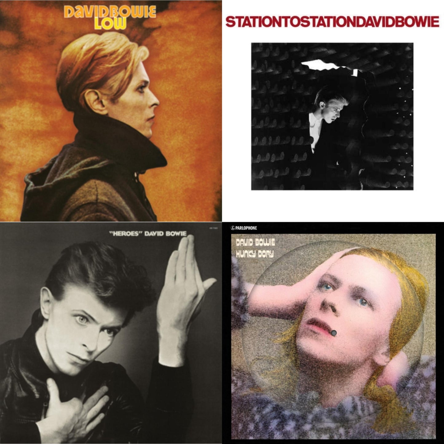 David Bowie - Heroes (2017 Remaster) & Low (2017 Remaster) & Station To Station (2016 Remastered Version) & Hunky Dory (2015 Remaster/50Th Anniv/Picture Disc) - LP Vinyl Bundle