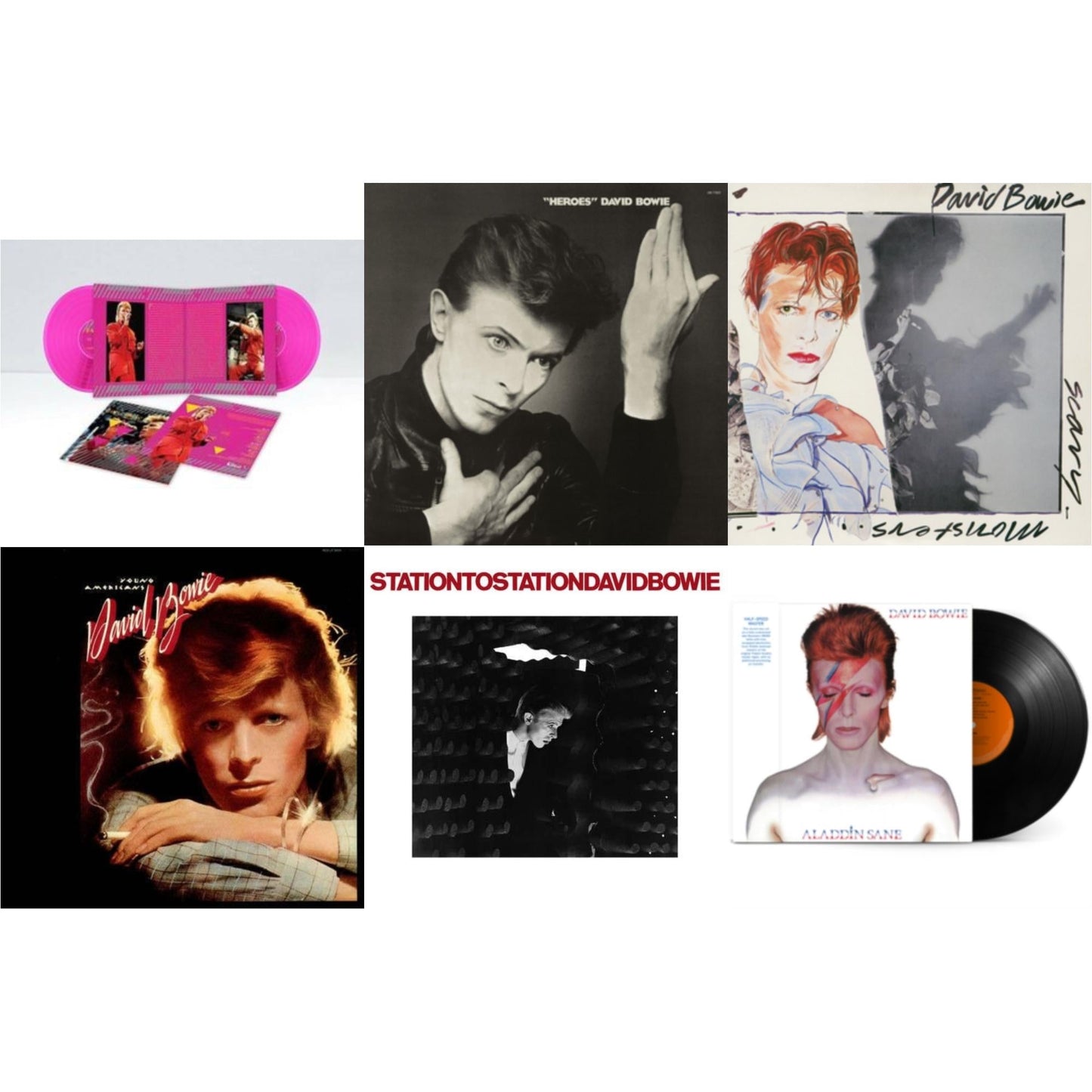 David Bowie - Scary Monsters (& Super Creeps) (2017 Remaster) & Heroes (2017 Remaster) & Station To Station (2016 Remastered Version) & Young Americans (2016 Remastered Version) & Montreal '87 (Limited/Pink LP Vinyl) & Aladdin Sane (2013 Remaster)