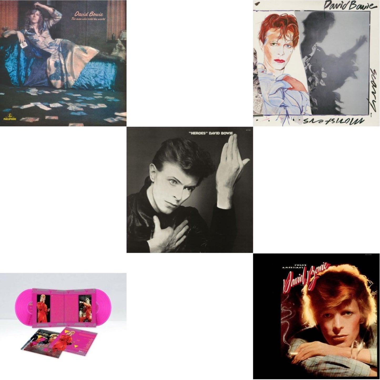 David Bowie - Scary Monsters (& Super Creeps) (2017 Remaster) & Heroes (2017 Remaster) & Young Americans (2016 Remastered Version) & Montreal '87 (Limited/Pink LP Vinyl) & Man Who Sold The World (2015 Remaster)
