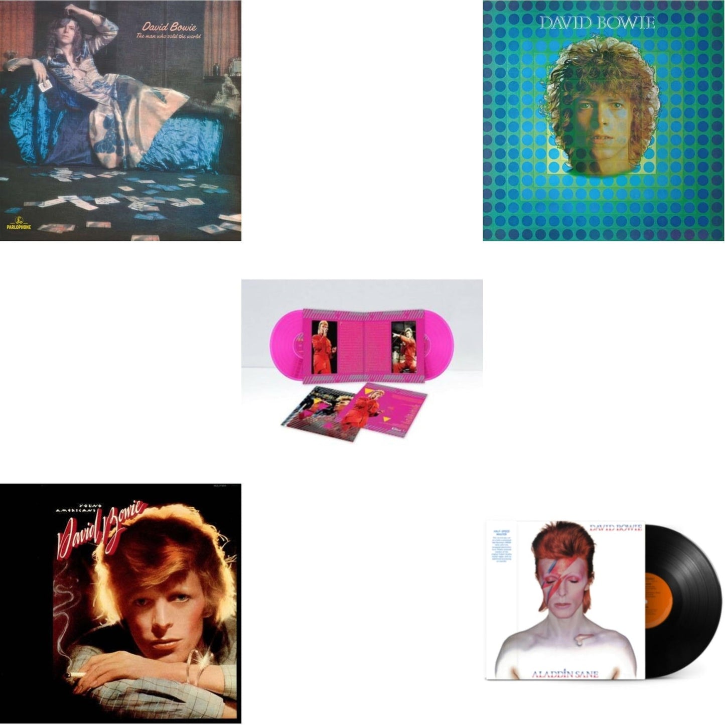 David Bowie - Young Americans (2016 Remastered Version) & Montreal '87 (Limited/Pink LP Vinyl) & Aladdin Sane (2013 Remaster) (Half Speed Master) & Man Who Sold The World (2015 Remaster) & David Bowie Aka Space Oddity