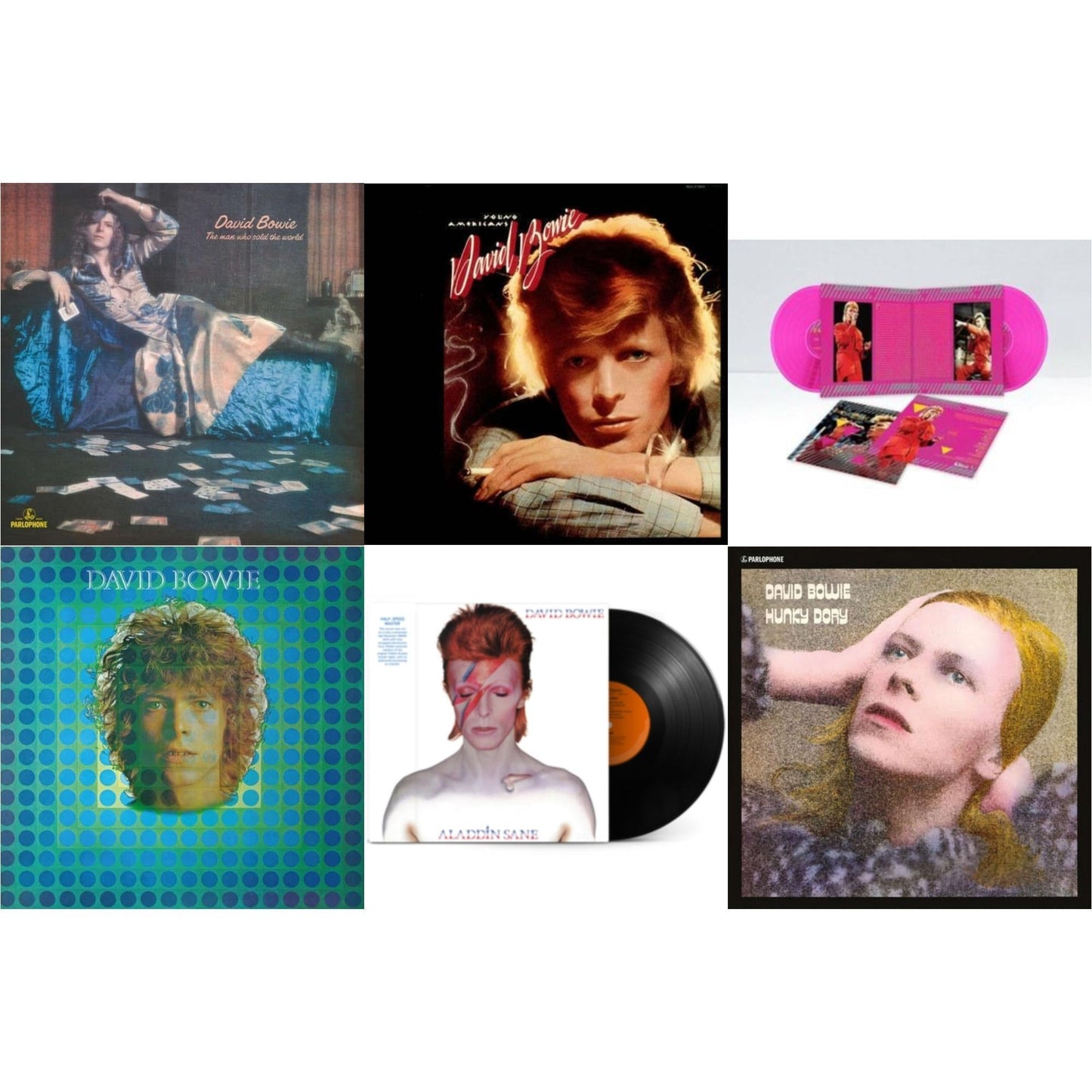 David Bowie - Young Americans (2016 Remastered Version) & Montreal '87 (Limited/Pink LP Vinyl) & Aladdin Sane (2013 Remaster) (Half Speed Master) & Man Who Sold The World (2015 Remaster) & David Bowie Aka Space Oddity & Hunky Dory