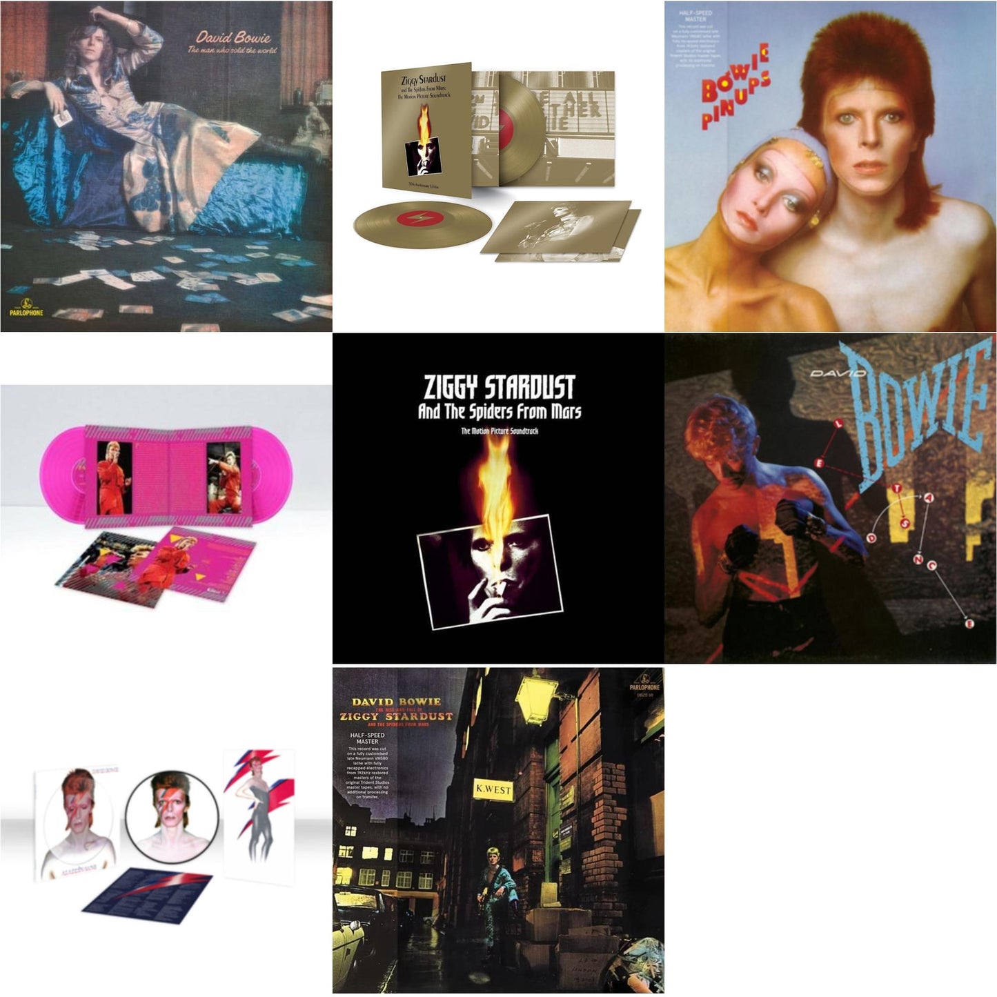 David Bowie - Let's Dance (2018 Remastered Version) & Rise & Fall Of Ziggy Stardust & The Spiders From Mars (2012 Remaster/Half-Speed Master) & Montreal '87 (Limited/Pink LP Vinyl) & Aladdin Sane (2013 Remaster) (Picture Disc) & Pinups (2015
