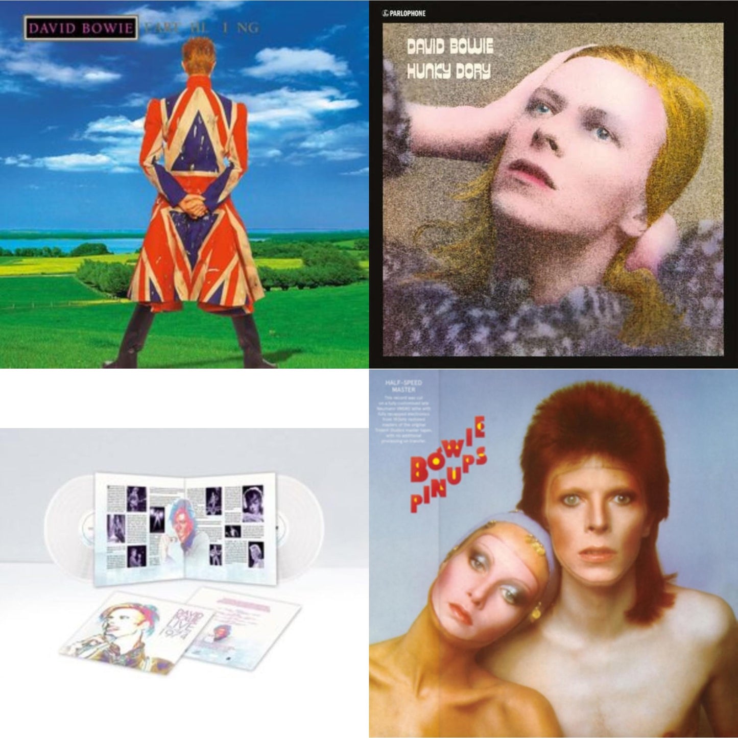 David Bowie - Earthling (2021 Remaster/2LP) & Live Los Angeles 1974 (White LP Vinyl/Limited) & Pinups (2015 Remaster) & Hunky Dory