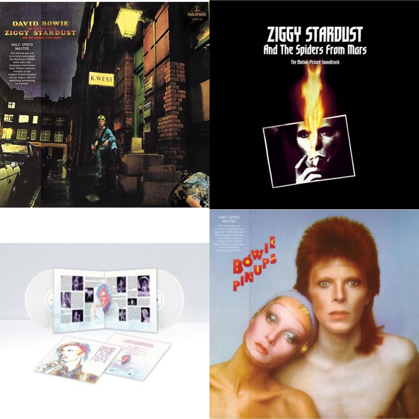David Bowie - Rise & Fall Of Ziggy Stardust & The Spiders From Mars (2012 Remaster/Half-Speed Master) & Live Los Angeles 1974 (White LP Vinyl/Limited) & Pinups (2015 Remaster) & Ziggy Stardust & The Spiders From Mars Ost (2LP)