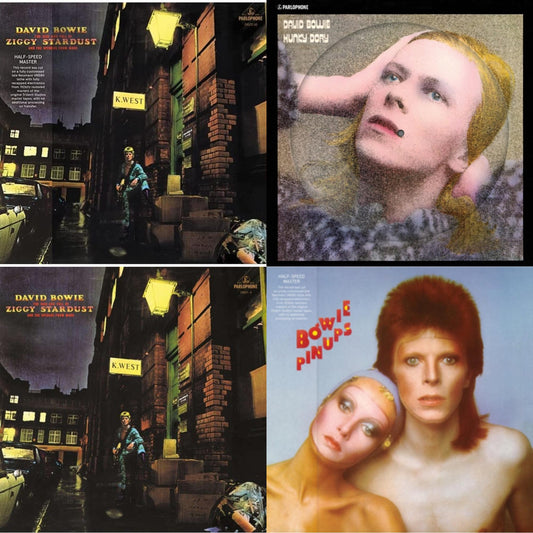 David Bowie - Rise & Fall Of Ziggy Stardust & The Spiders From Mars (2012 Remaster/Half-Speed Master) & Hunky Dory (2015 Remaster/50Th Anniv/Picture Disc) & Pinups (2015 Remaster) & Rise & Fall Of Ziggy Stardust (2012 Remaster) - LP Vinyl Bundle
