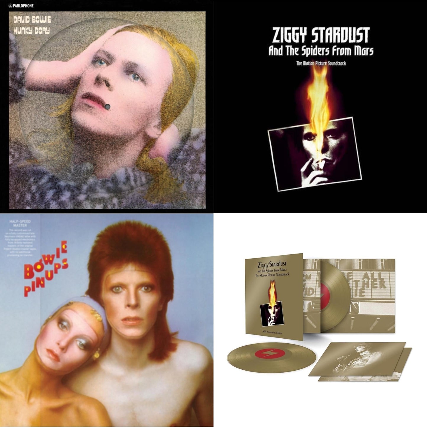 David Bowie - Hunky Dory (2015 Remaster/50Th Anniv/Picture Disc) & Pinups (2015 Remaster) & Ziggy Stardust & The Spiders From Mars Ost (50Th Anniversary/2LP) & Ziggy Stardust & The Spiders From Mars Ost (2LP)