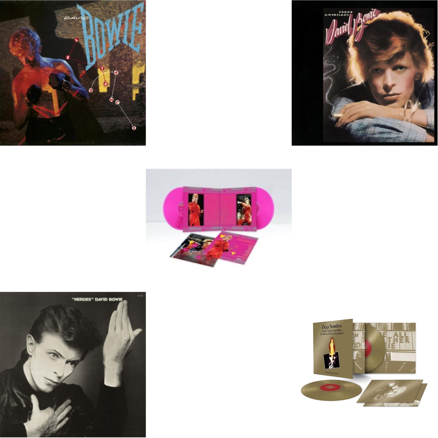 David Bowie - Let's Dance (2018 Remastered Version) & Heroes (2017 Remaster) & Montreal '87 (Limited/Pink LP Vinyl) & Young Americans (50Th Anniversary/Half Speed Master) & Ziggy Stardust & The Spiders From Mars Ost (50Th Anniversary/2LP)