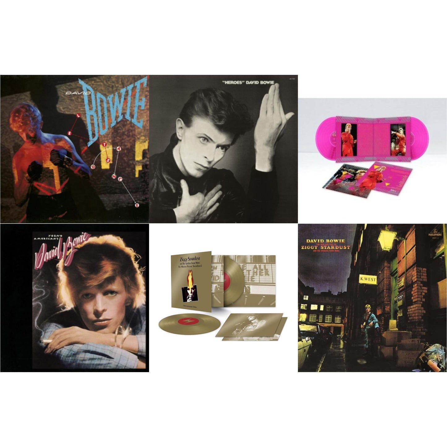 David Bowie - Let's Dance (2018 Remastered Version) & Heroes (2017 Remaster) & Montreal '87 (Limited/Pink LP Vinyl) & Young Americans (50Th Anniversary/Half Speed Master) & Ziggy Stardust & The Spiders From Mars Ost (50Th Anniversary/2LP) & Rise &