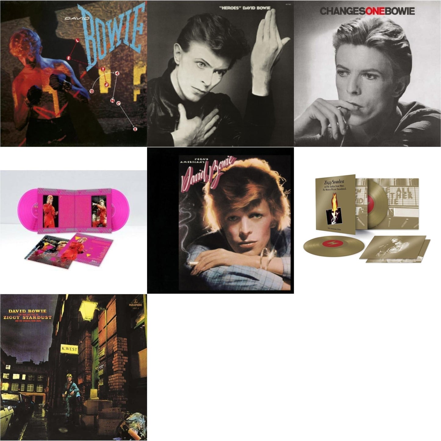David Bowie - Let's Dance (2018 Remastered Version) & Heroes (2017 Remaster) & Changesonebowie (180G) & Montreal '87 (Limited/Pink LP Vinyl) & Young Americans (50Th Anniversary/Half Speed Master) & Ziggy Stardust & The Spiders From Mars Ost (50Th