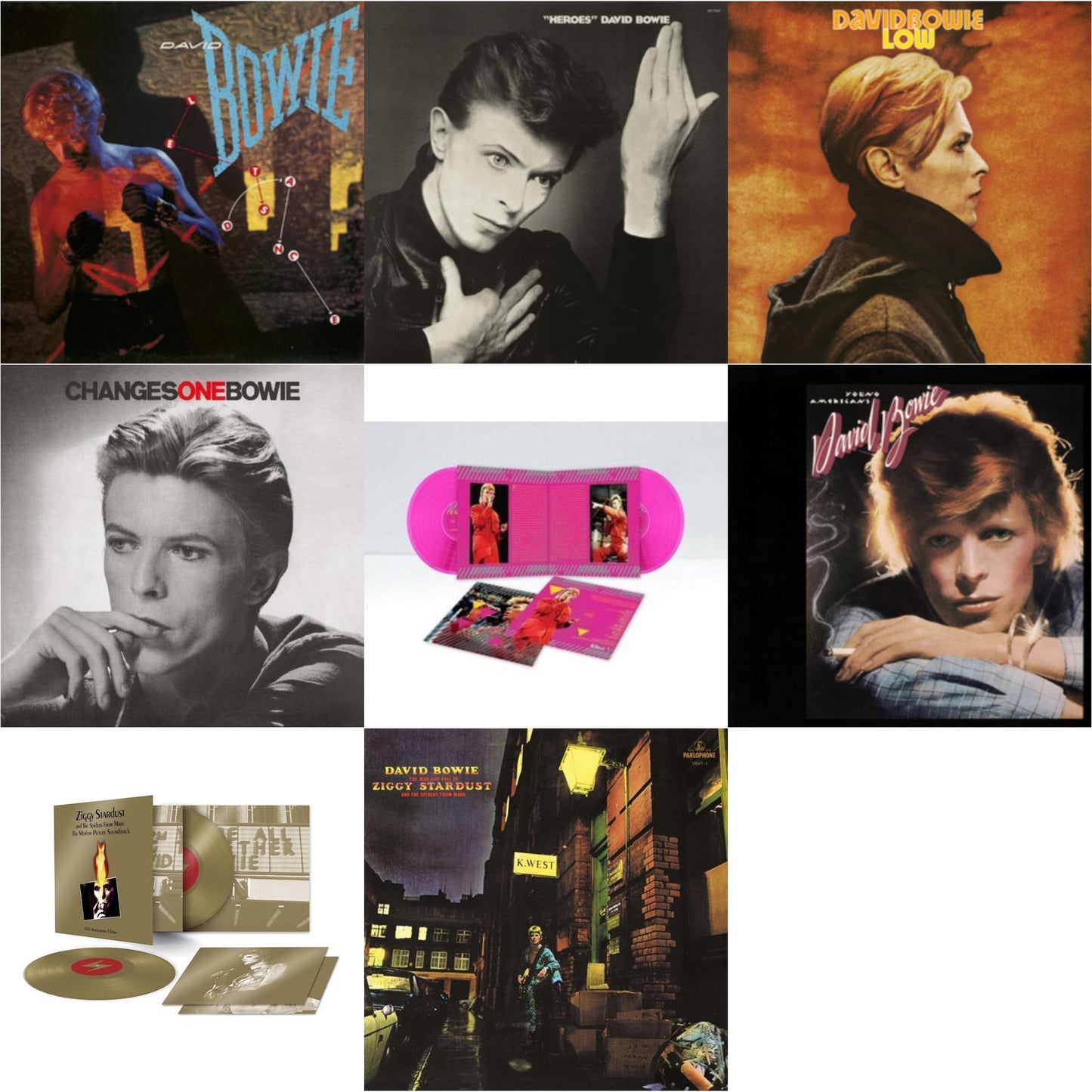 David Bowie - Let's Dance (2018 Remastered Version) & Heroes (2017 Remaster) & Low (2017 Remaster) & Changesonebowie (180G) & Montreal '87 (Limited/Pink LP Vinyl) & Young Americans (50Th Anniversary/Half Speed Master) & Ziggy Stardust & The Spiders