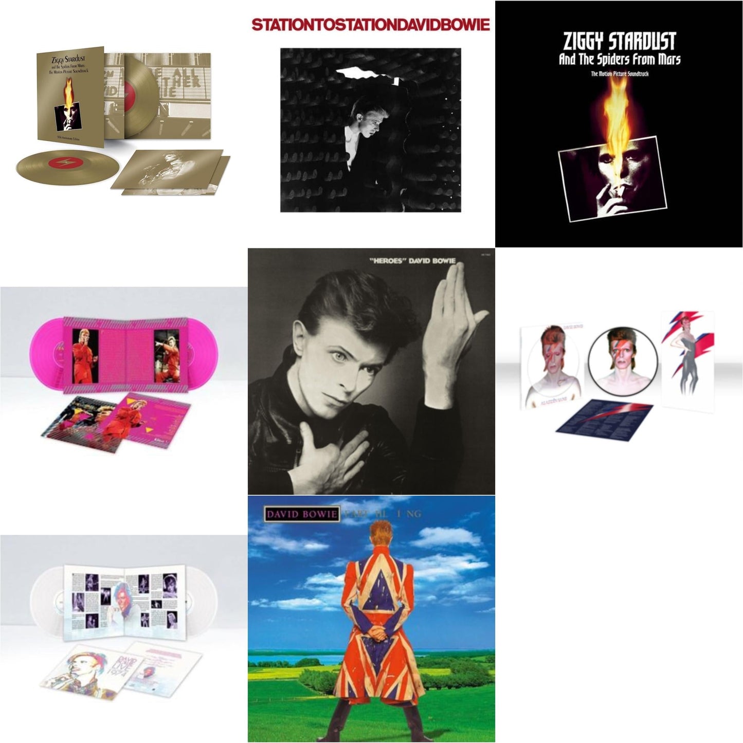 David Bowie - Earthling (2021 Remaster/2LP) & Heroes (2017 Remaster) & Station To Station (2016 Remastered Version) & Montreal '87 (Limited/Pink LP Vinyl) & Live Los Angeles 1974 (White LP Vinyl/Limited) & Aladdin Sane (2013 Remaster) (Picture Disc)