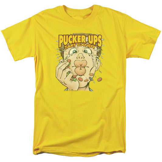 Dubble Bubble Pucker Ups Mens T Shirt Yellow