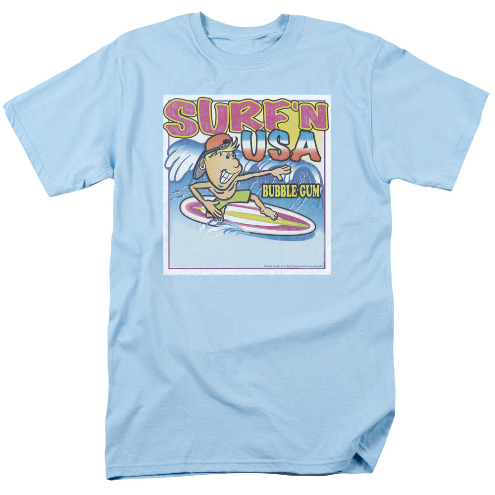 Dubble Bubble Surfn Usa Gum Mens T Shirt Light Blue