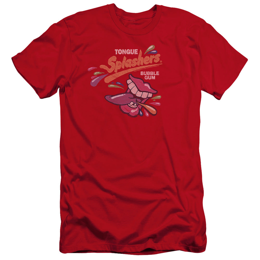 Dubble Bubble Distress Logo Premium Bella Canvas Slim Fit Mens T Shirt Red