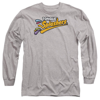 Dubble Bubble Tongue Splashers Logo Mens Long Sleeve Shirt Athletic Heather Officially Licensed Officially Licensed