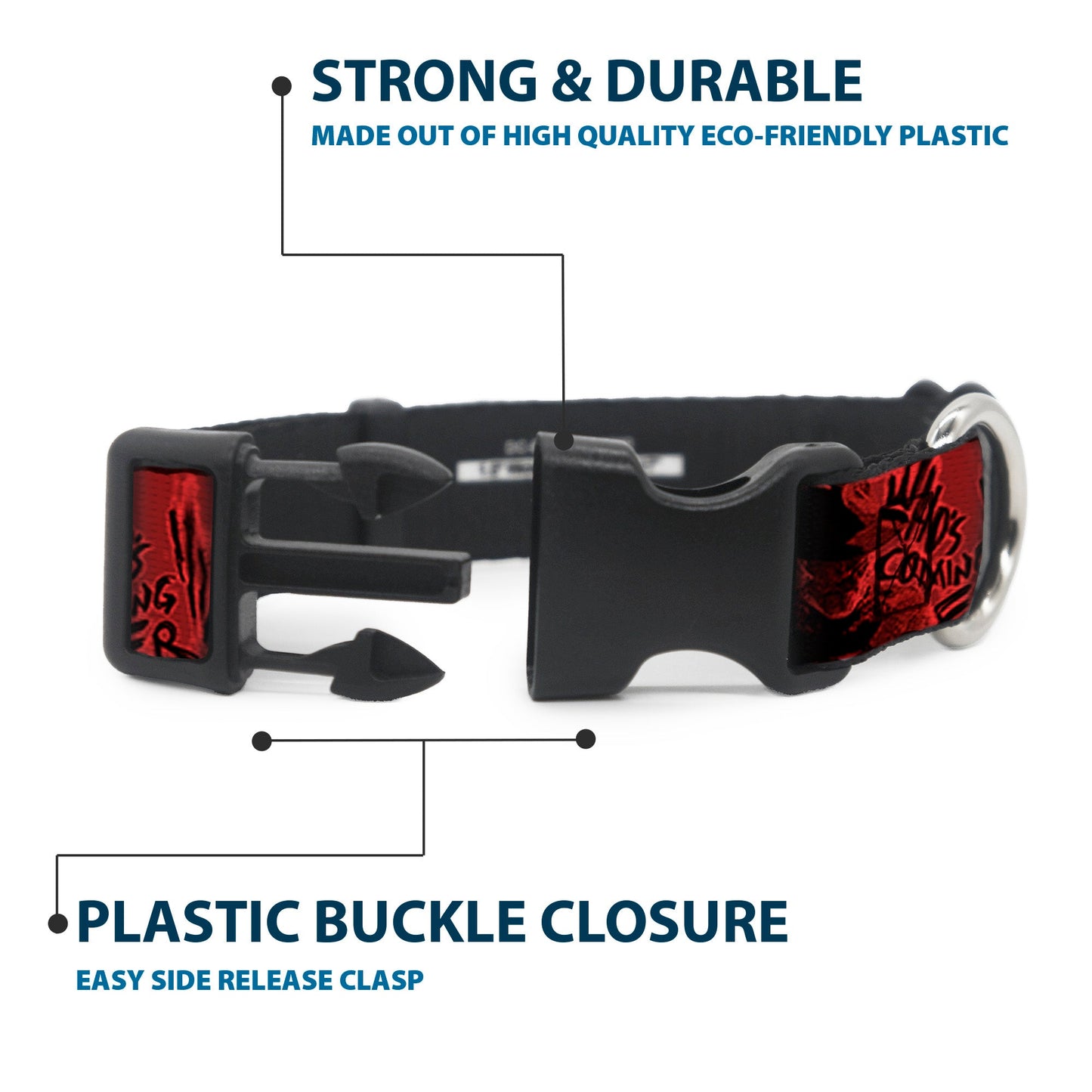 Freddy Poses Hand Scratching Plastic Clip Dog Collar