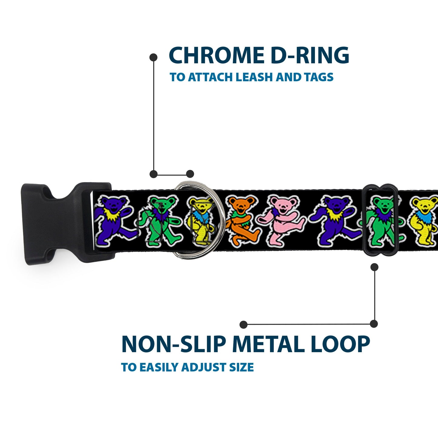 Grateful Dead Dancing Bears Plastic Clip Collar