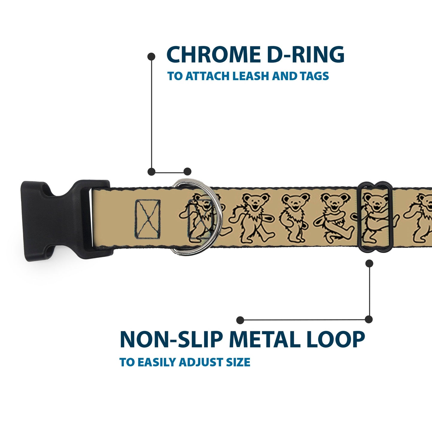 Grateful Dead Dancing Bears Plastic Clip Collar