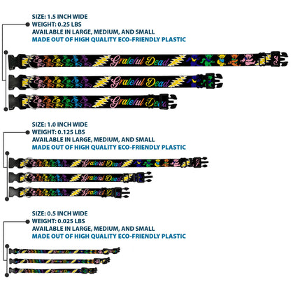 Grateful Dead Script with Bears and Skeletons Plastic Clip Collar