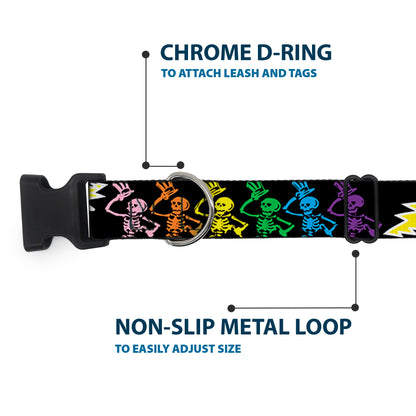 Grateful Dead Script with Bears and Skeletons Plastic Clip Collar