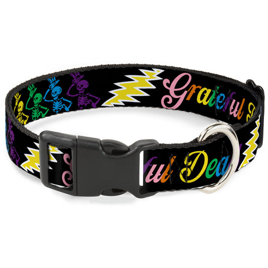 Grateful Dead Script with Bears and Skeletons Plastic Clip Collar