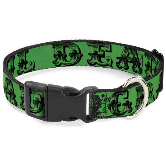 Grateful Dead Text with Skull & Roses Plastic Clip Collar