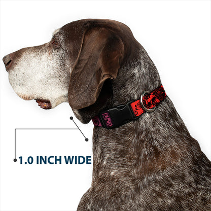 Grateful Dead Text with Skull and Roses Rainbow Fade Plastic Clip Collar