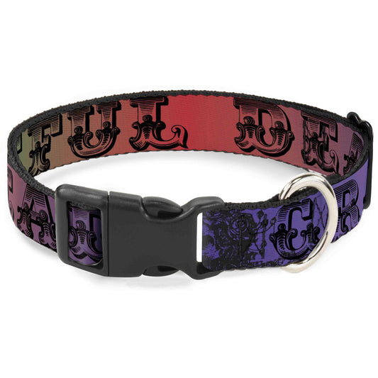 Grateful Dead Text with Skull and Roses Rainbow Fade Plastic Clip Collar