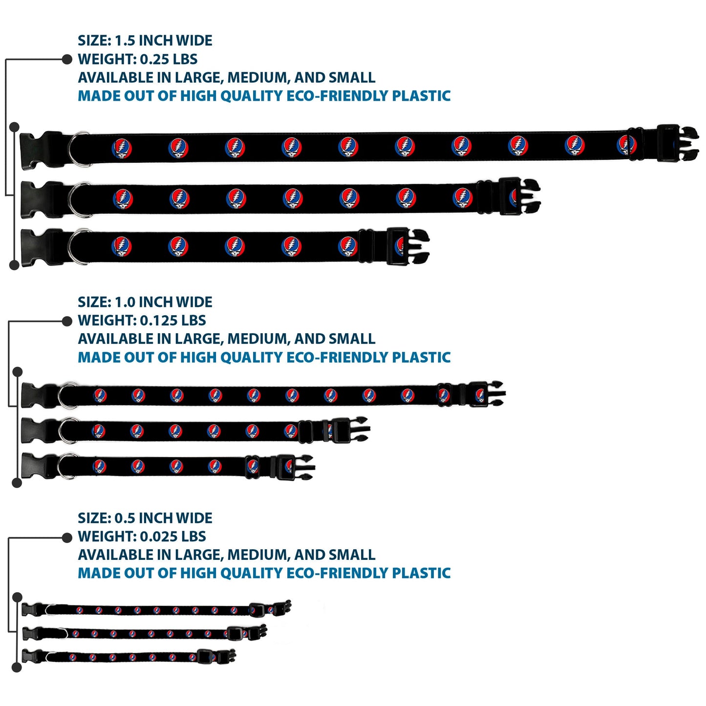 Grateful Dead Steal Your Face Plastic Clip Collar